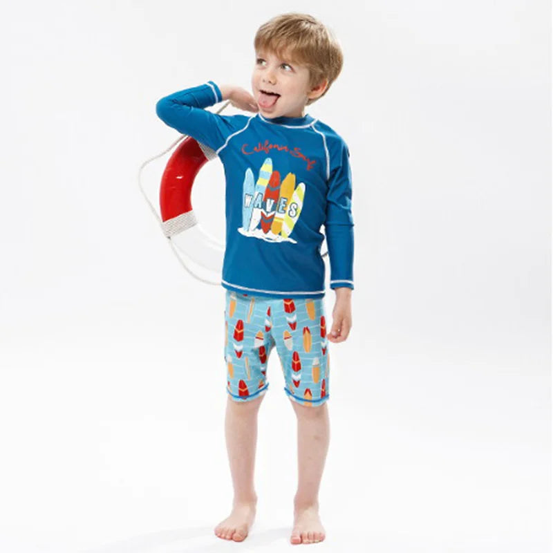 2025 New Boy Girl Swimwear Swim Suits Sun Protective Long Sleeve Children Swimsuits Children's Bathing Suit Kids Swimming Suits