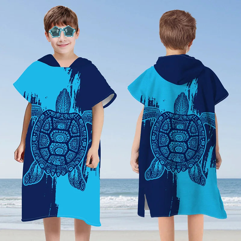 Hooded Kids Beach Towels Toddler Bath Towel Girls Boys Swim Cover-ups Pool Towels Quick Dry Lightweight Soft Microfiber Poncho