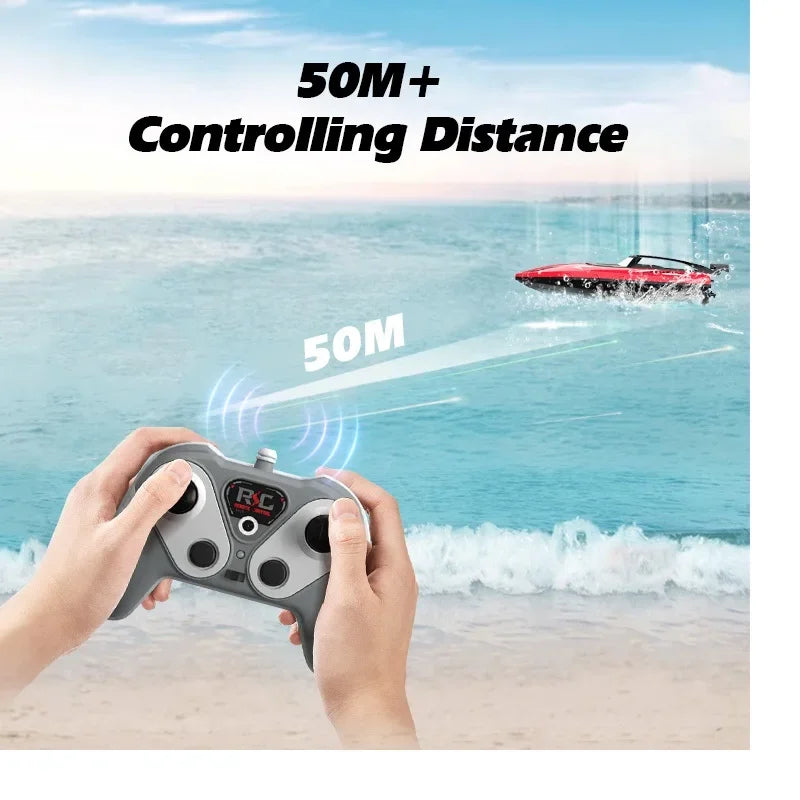 RC Battery Boat Ship 2.4Ghz High-Speed Remote Control Racing Ship Water Speed Boat Child Model Kids Boys Outdoor Pool Toys Gifts