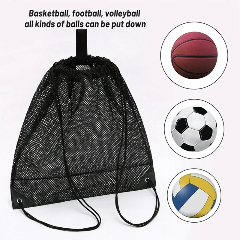Heavy Duty Mesh Drawstring Backpack Bags Multifunction Ventilated Bag for Soccer ball, Gym Sports Equipment Storage Beach Toys
