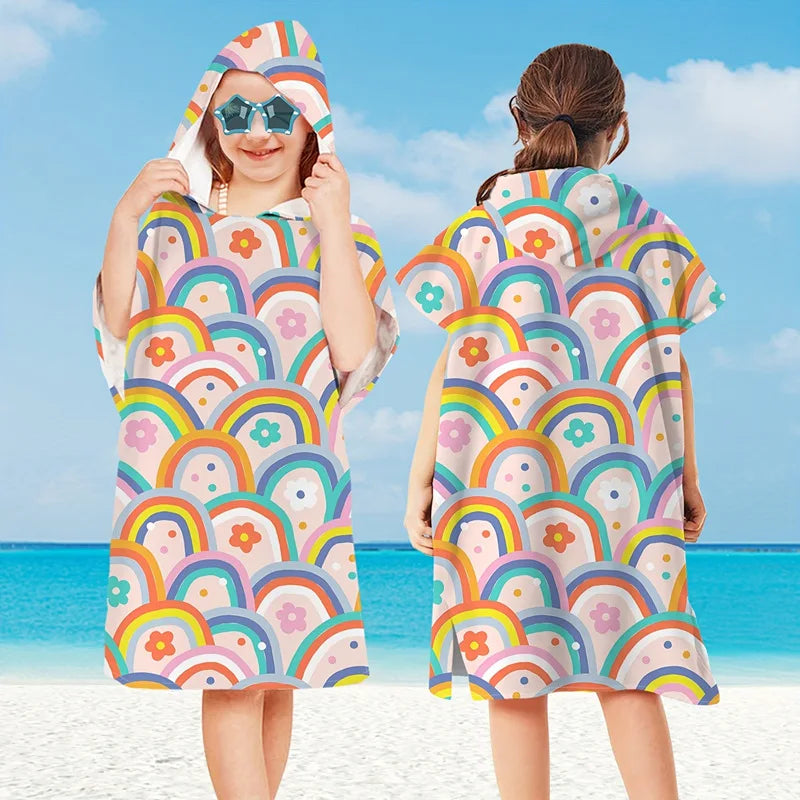 Hooded Kids Beach Towels Toddler Bath Towel Girls Boys Swim Cover-ups Pool Towels Quick Dry Lightweight Soft Microfiber Poncho