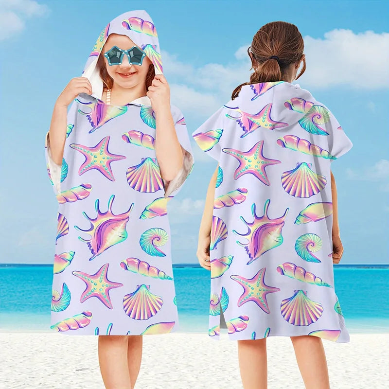 Hooded Kids Beach Towels Toddler Bath Towel Girls Boys Swim Cover-ups Pool Towels Quick Dry Lightweight Soft Microfiber Poncho