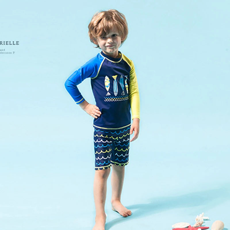 2025 New Boy Girl Swimwear Swim Suits Sun Protective Long Sleeve Children Swimsuits Children's Bathing Suit Kids Swimming Suits