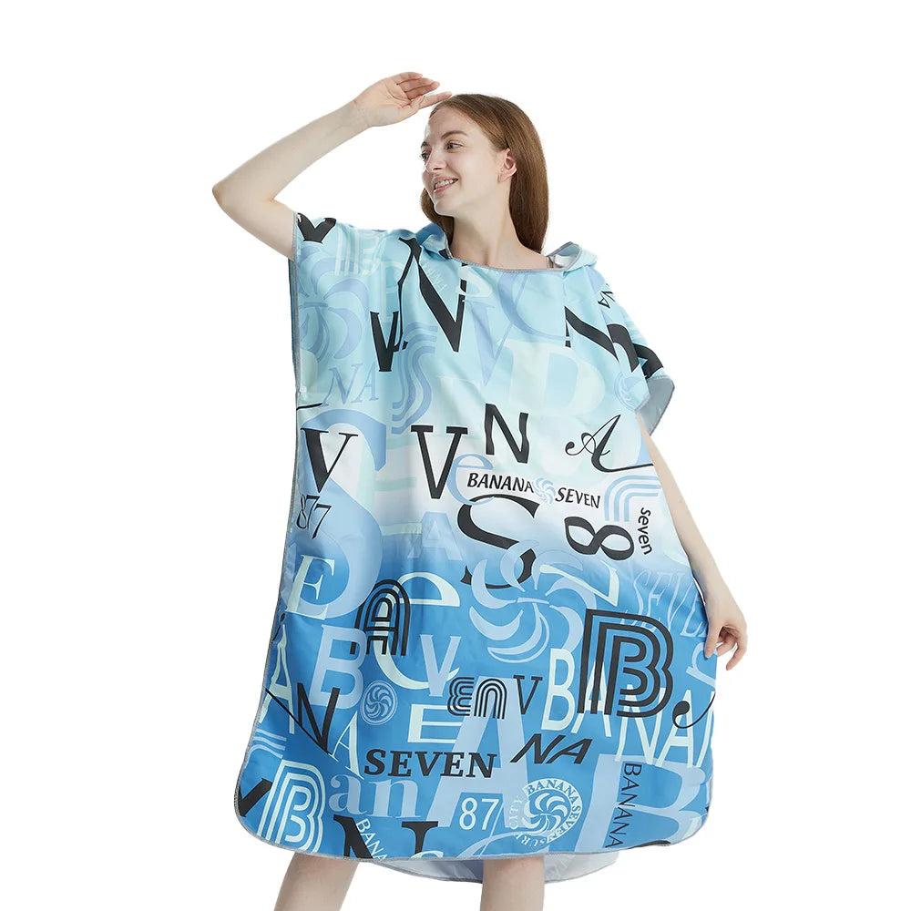 Surf Poncho Towel Poncho Quick-Dry Towel Hoodie Microfiber Beach Robe Changing Poncho Swim Towel Beach Poncho For Adults (A12)