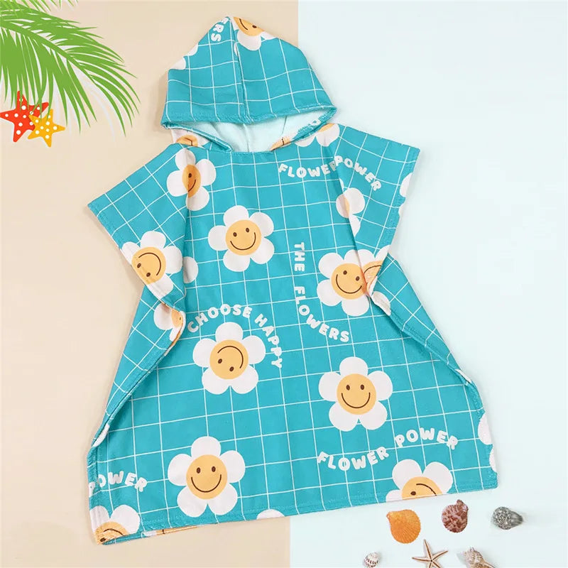 Hooded Kids Beach Towels Toddler Bath Towel Girls Boys Swim Cover-ups Pool Towels Quick Dry Lightweight Soft Microfiber Poncho