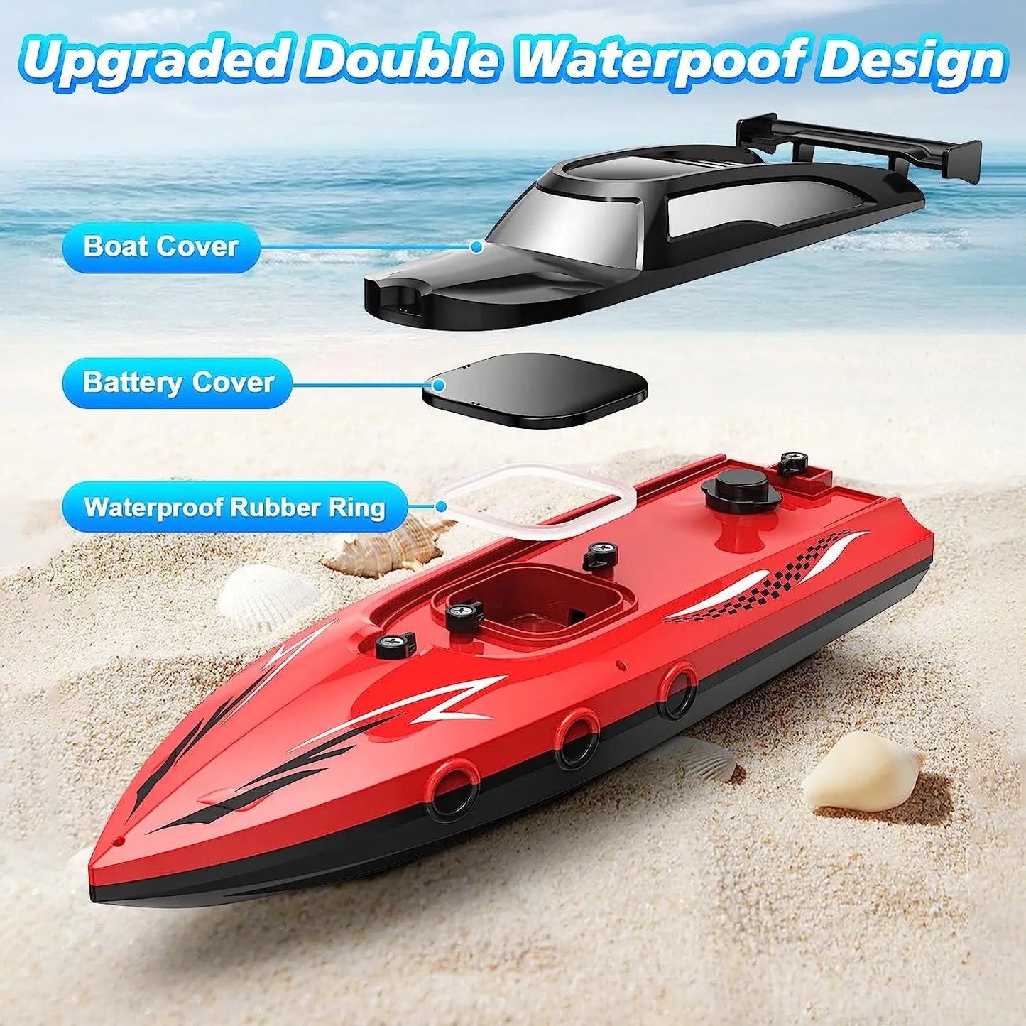 RC Battery Boat Ship 2.4Ghz High-Speed Remote Control Racing Ship Water Speed Boat Child Model Kids Boys Outdoor Pool Toys Gifts
