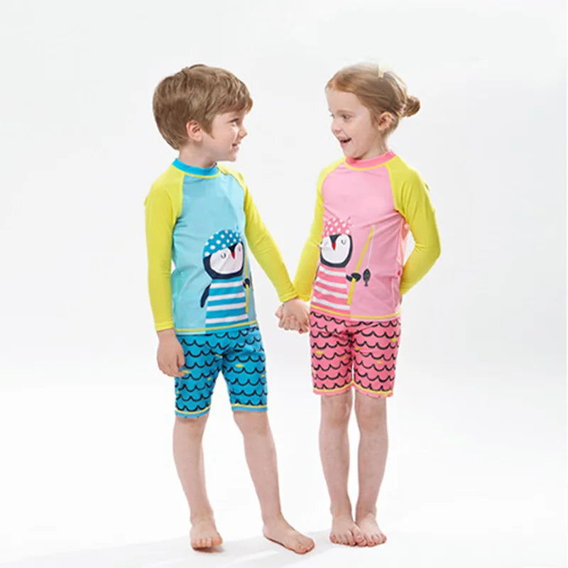 2025 New Boy Girl Swimwear Swim Suits Sun Protective Long Sleeve Children Swimsuits Children's Bathing Suit Kids Swimming Suits
