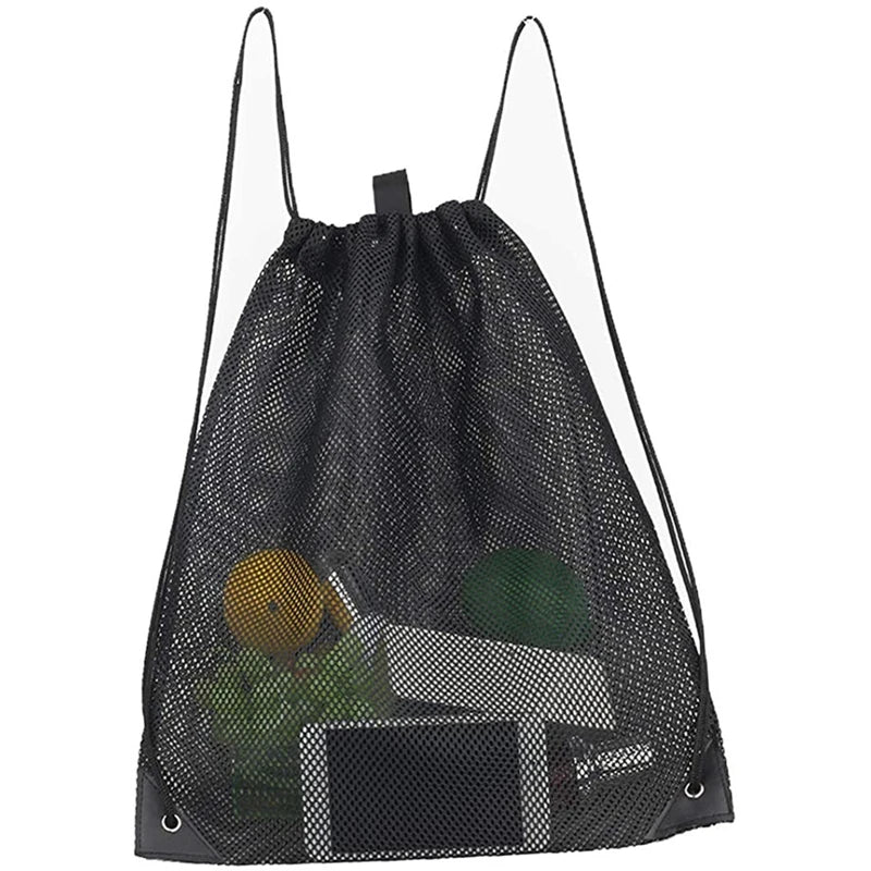 Heavy Duty Mesh Drawstring Backpack Bags Multifunction Ventilated Bag for Soccer ball, Gym Sports Equipment Storage Beach Toys