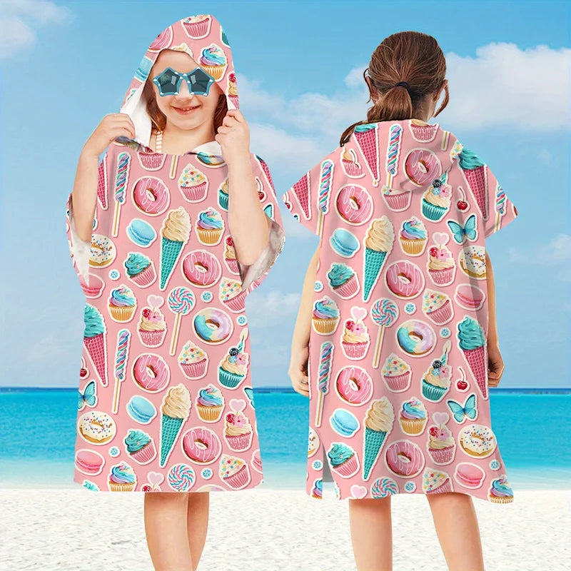 Hooded Kids Beach Towels Toddler Bath Towel Girls Boys Swim Cover-ups Pool Towels Quick Dry Lightweight Soft Microfiber Poncho