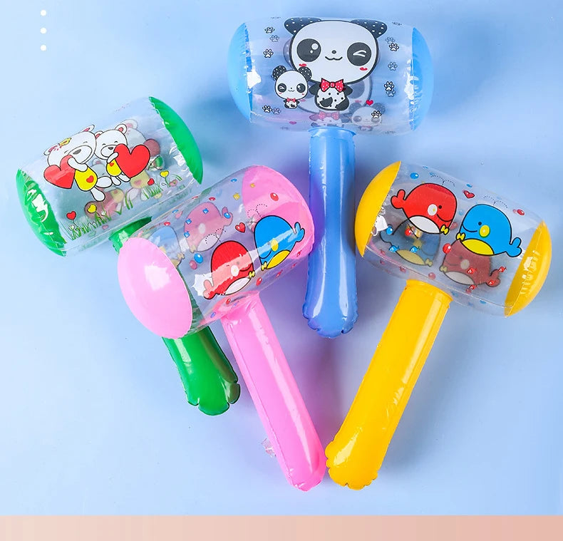 10Pcs Cute 3D Inflatable Hammer with Bell Pool Beach Toys for Kids Birthday Party Favors Baby Shower Gifts Treasure Goodie Bag