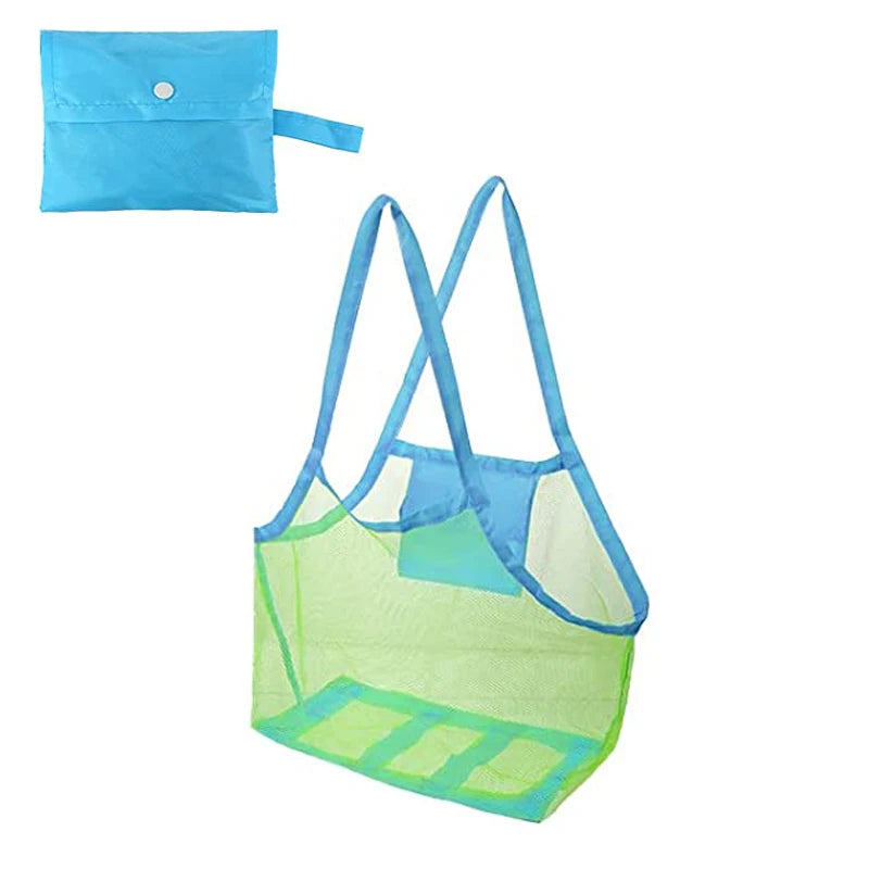 Outdoor Beach Mesh Bag Children Sand Away Foldable Portable Kids Beach Toys Clothes Towel Bag Toy Storage Sundries Organiser Bag