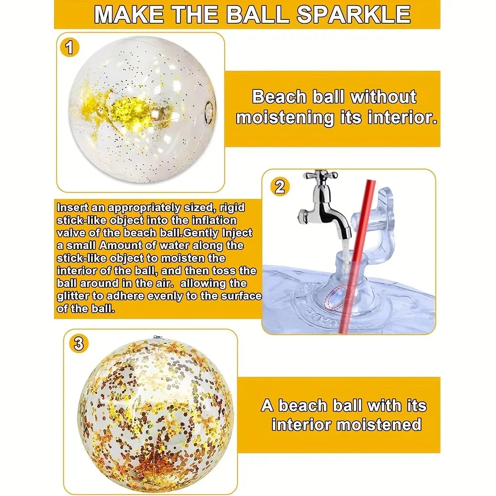 1pc Inflatable Beach Ball PVC Sequin Bal Summer Beach Swimming Pool Party Water Sports Fun Accessories