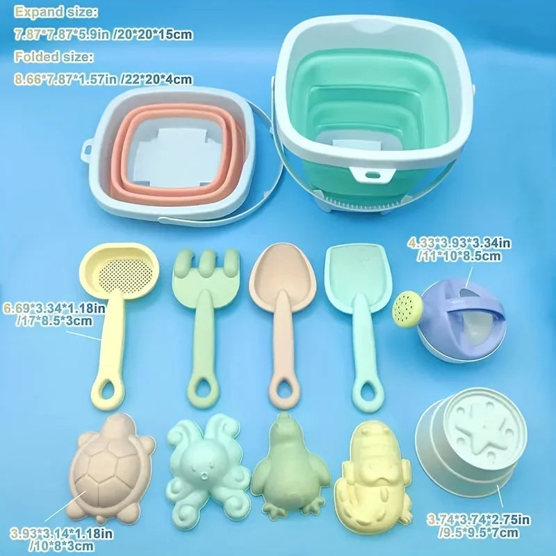 Kids Beach Sand Toys Set Beach Toys Sand Molds Beach Bucket Beach Shovel Tool Kit Sandbox Toys for Toddlers Outdoor Play Gift