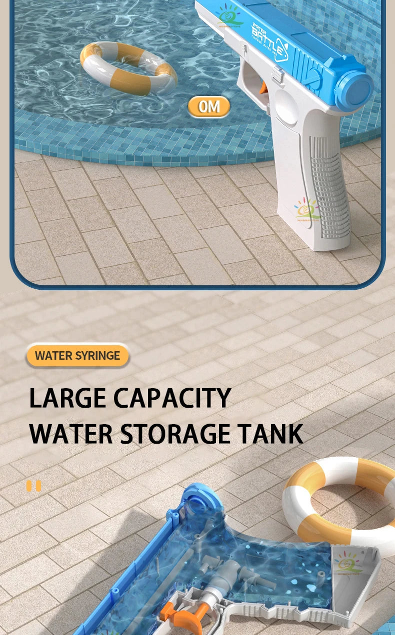 HUIQIBAO 2025 Water Gun Pistol Shooting Toy Automatic Summer Outdoor Play Water Sports Beach Toys For Boys Adults Gift