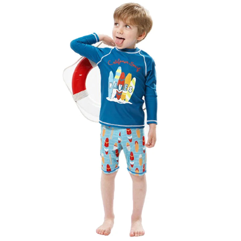 2025 New Boy Girl Swimwear Swim Suits Sun Protective Long Sleeve Children Swimsuits Children's Bathing Suit Kids Swimming Suits