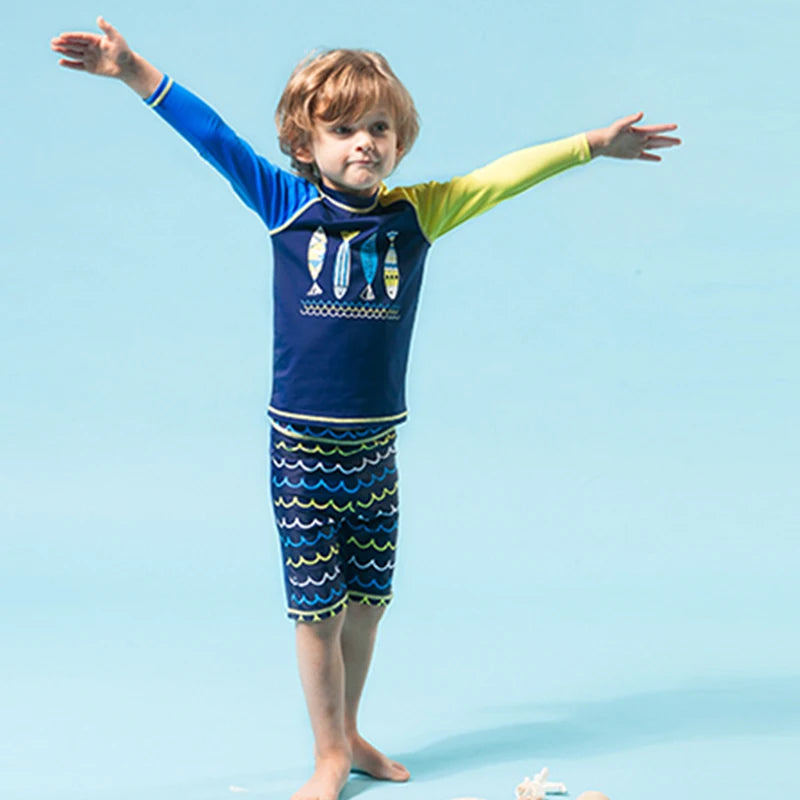 2025 New Boy Girl Swimwear Swim Suits Sun Protective Long Sleeve Children Swimsuits Children's Bathing Suit Kids Swimming Suits