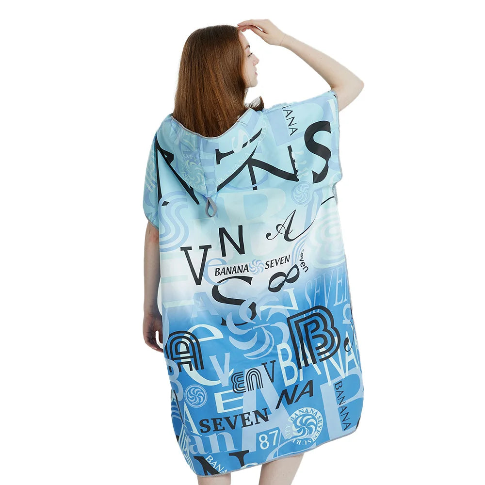 Surf Poncho Towel Poncho Quick-Dry Towel Hoodie Microfiber Beach Robe Changing Poncho Swim Towel Beach Poncho For Adults (A12)