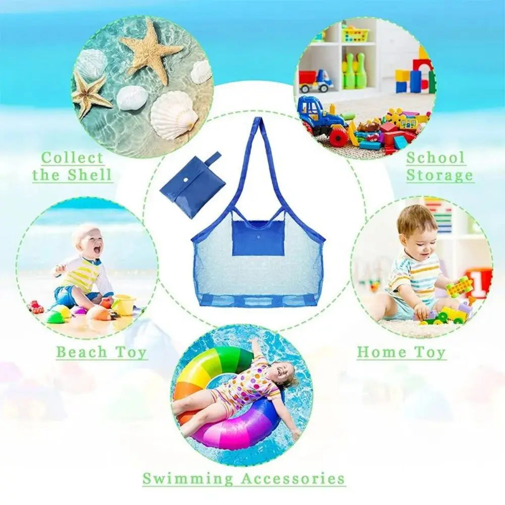 1pc Large Mesh Beach Bag, Beach Necessaries Family Beach Toys Shell Bag Toy Storage Bag Stay Away from Sand & Water
