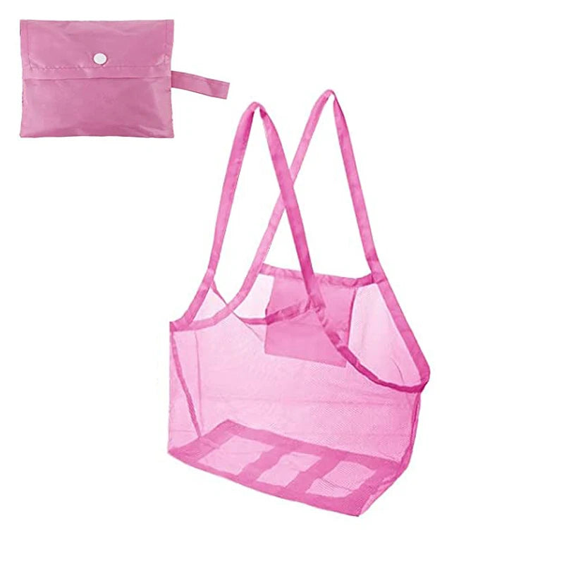 Outdoor Beach Mesh Bag Children Sand Away Foldable Portable Kids Beach Toys Clothes Towel Bag Toy Storage Sundries Organiser Bag