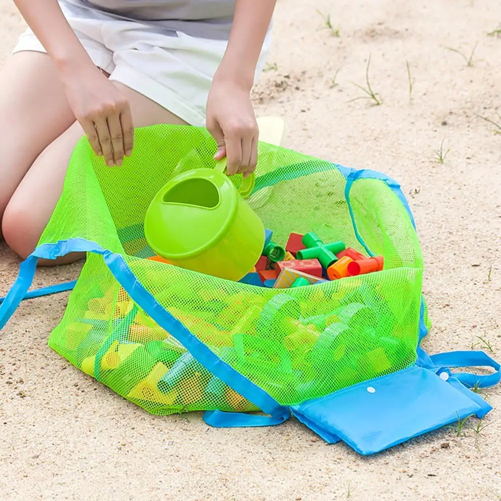 1pc Large Mesh Beach Bag, Beach Necessaries Family Beach Toys Shell Bag Toy Storage Bag Stay Away from Sand & Water
