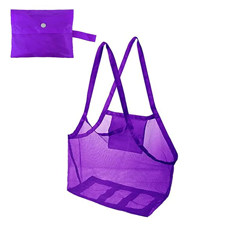 Outdoor Beach Mesh Bag Children Sand Away Foldable Portable Kids Beach Toys Clothes Towel Bag Toy Storage Sundries Organiser Bag