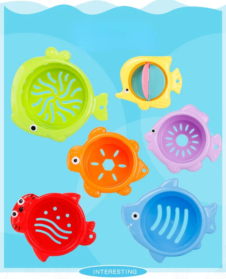 6Pcs Baby Bath Toy Stacking Cup Toddler Toys Ocean Stacking Tower Bathtub Water Play Beach Toys Educational Toy Children Gifts