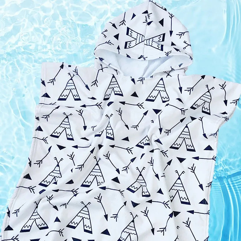 Hooded Kids Beach Towels Toddler Bath Towel Girls Boys Swim Cover-ups Pool Towels Quick Dry Lightweight Soft Microfiber Poncho