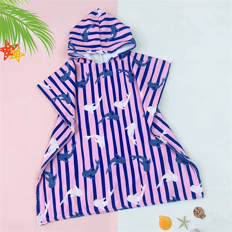 Hooded Kids Beach Towels Toddler Bath Towel Girls Boys Swim Cover-ups Pool Towels Quick Dry Lightweight Soft Microfiber Poncho