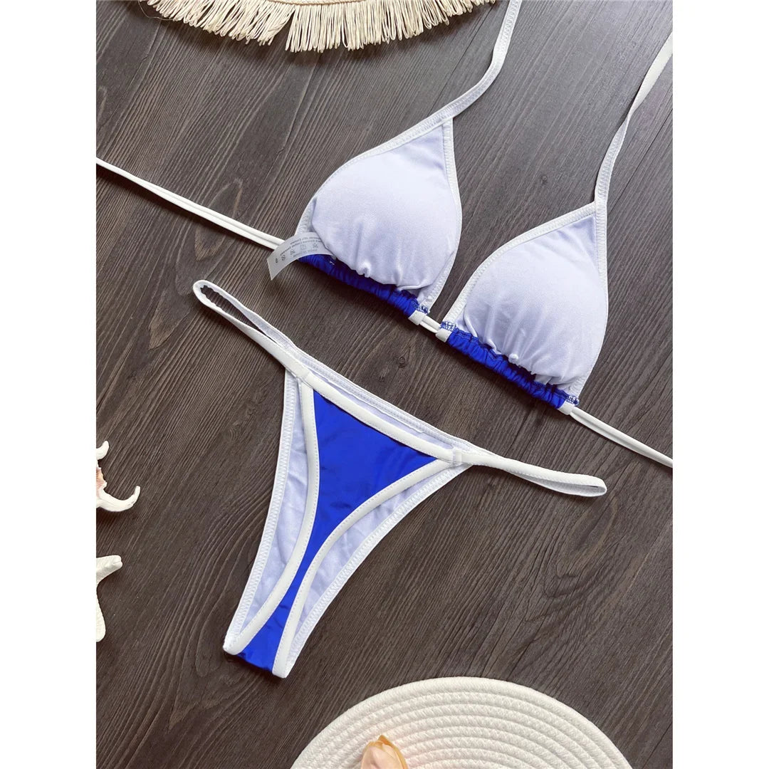 G-string Thong Brazilian Bikini Women Swimwear Female Swimsuit Two-pieces Bikini set Bather Brasil Flag Bathing Suit V6092