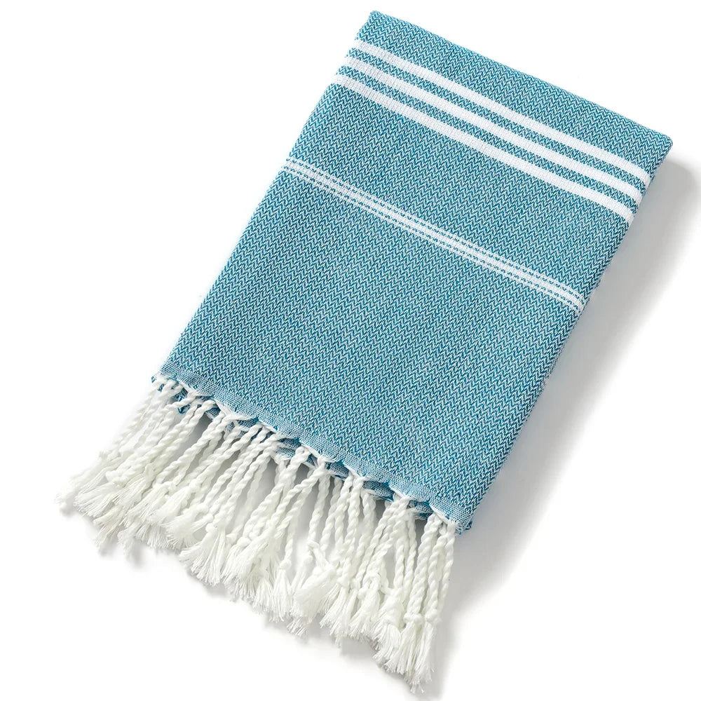 Cotton Turkish Beach Towel Turkish Sports Bath Towel with Tassels Holiday Towels Soft Absorbent Quick Drying Towels Easy Care