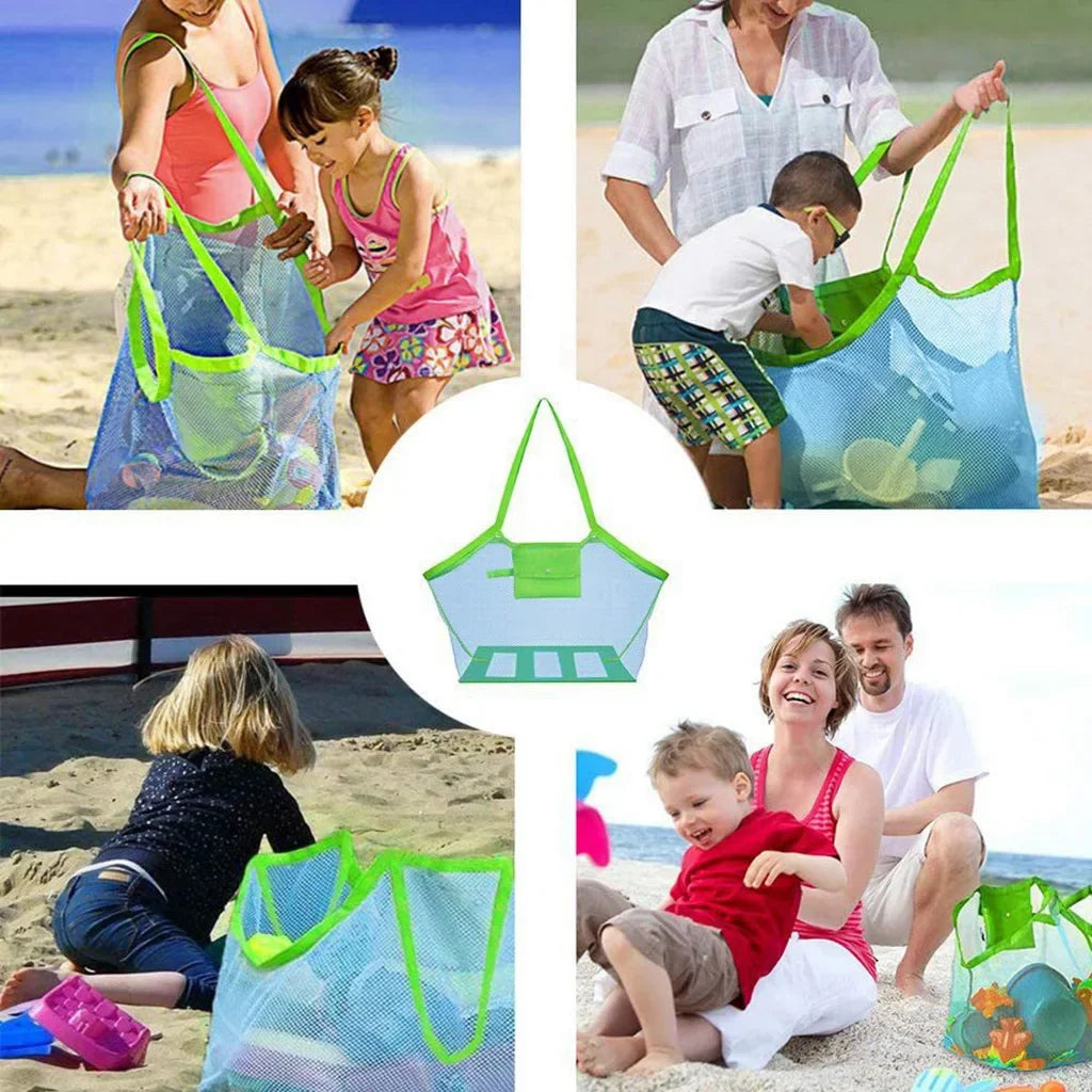 Foldable Beach Mesh Bag Children Sand Away Protable Kids Beach Toys Clothes Bags Storage Organizers Women Cosmetic Makeup Bag