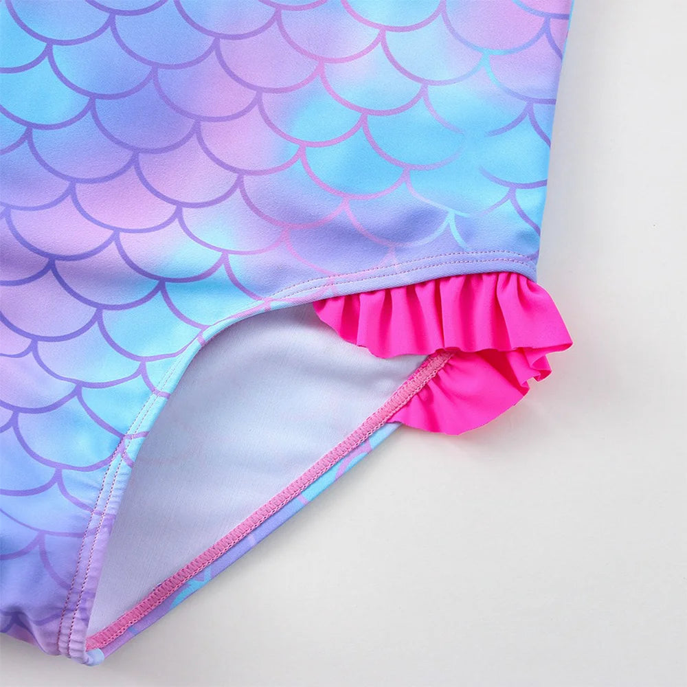 Moana Girls Swimsuit Fashion Mermaid Fish Scale One-Piece Bathing Suits Children's Dresses Summer Swimwear Beach Suit Kids Wear
