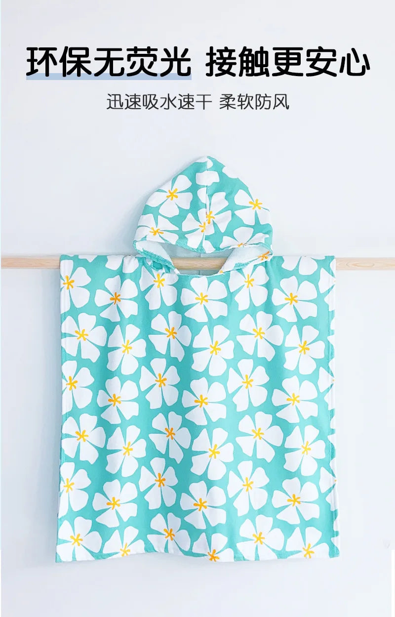 Hooded Kids Beach Towels Toddler Bath Towel Girls Boys Swim Cover-ups Pool Towels Quick Dry Lightweight Soft Microfiber Poncho