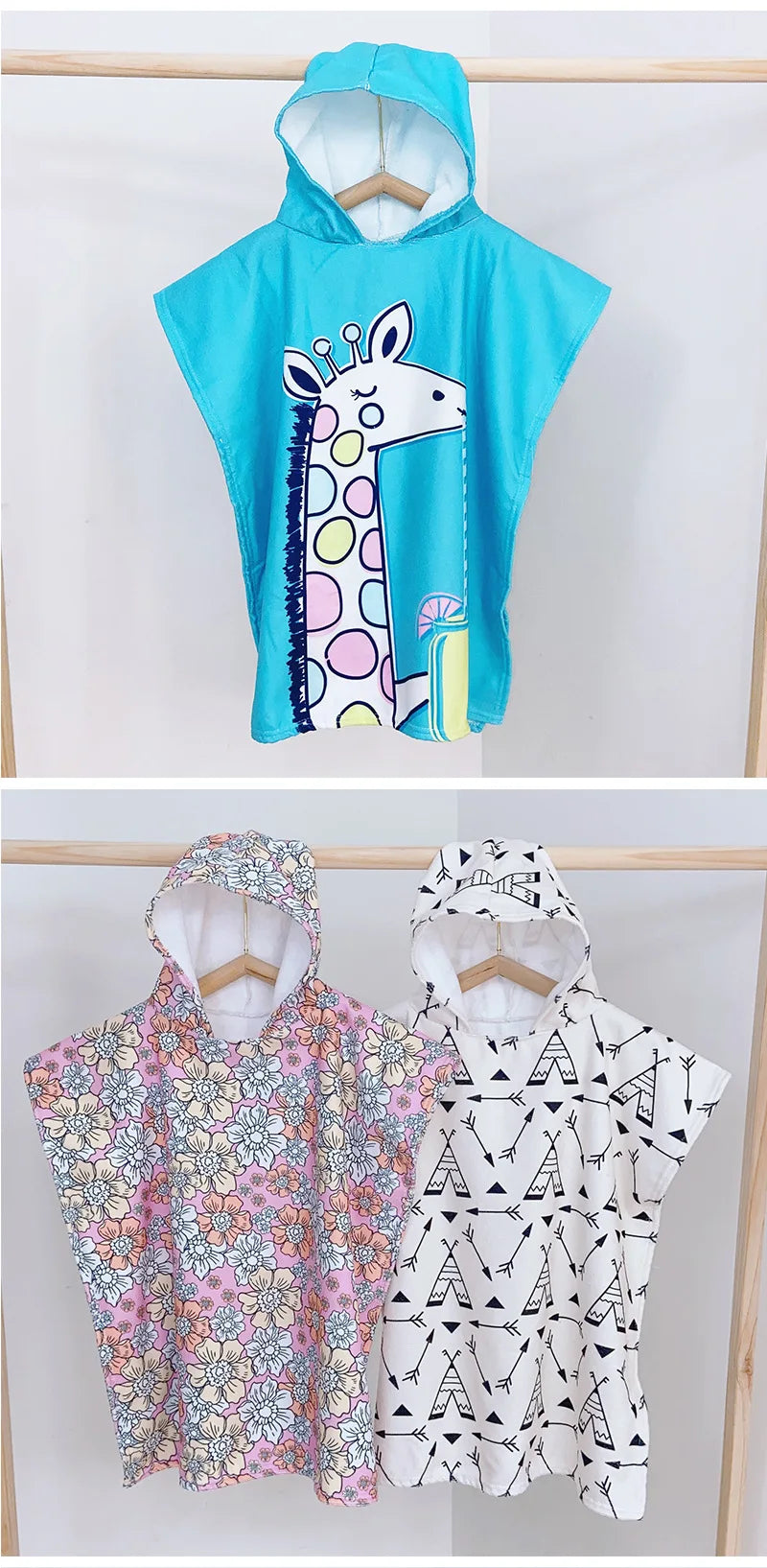 Hooded Kids Beach Towels Toddler Bath Towel Girls Boys Swim Cover-ups Pool Towels Quick Dry Lightweight Soft Microfiber Poncho