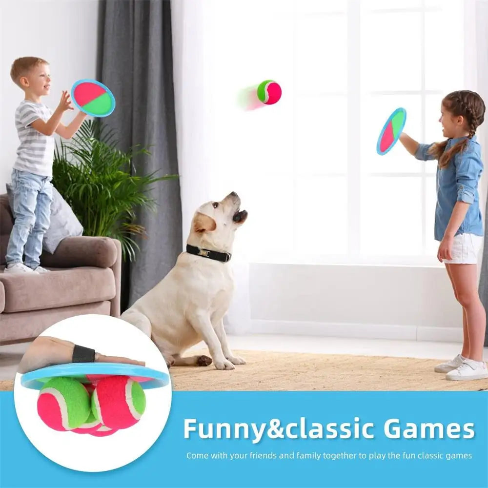 Self-Stick Disc Toss and Catch Ball Set Beach Toys Paddle Ball with 2 Paddles+1 Ball Outdoor Games for Backyards for Kids Adults