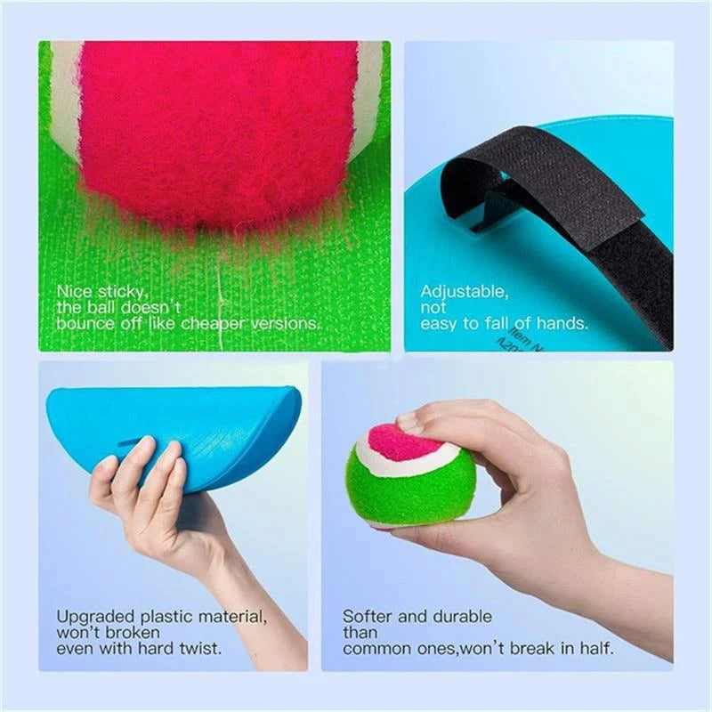 Self-Stick Disc Toss and Catch Ball Set Beach Toys Paddle Ball with 2 Paddles+1 Ball Outdoor Games for Backyards for Kids Adults