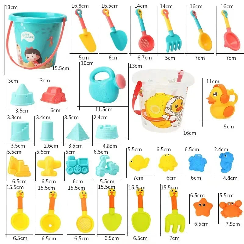 Summer Beach Set Toys For Kids Digging Sand Plastic Bucket Watering Bottle Shovels Children Beach Water Game Toys Tools