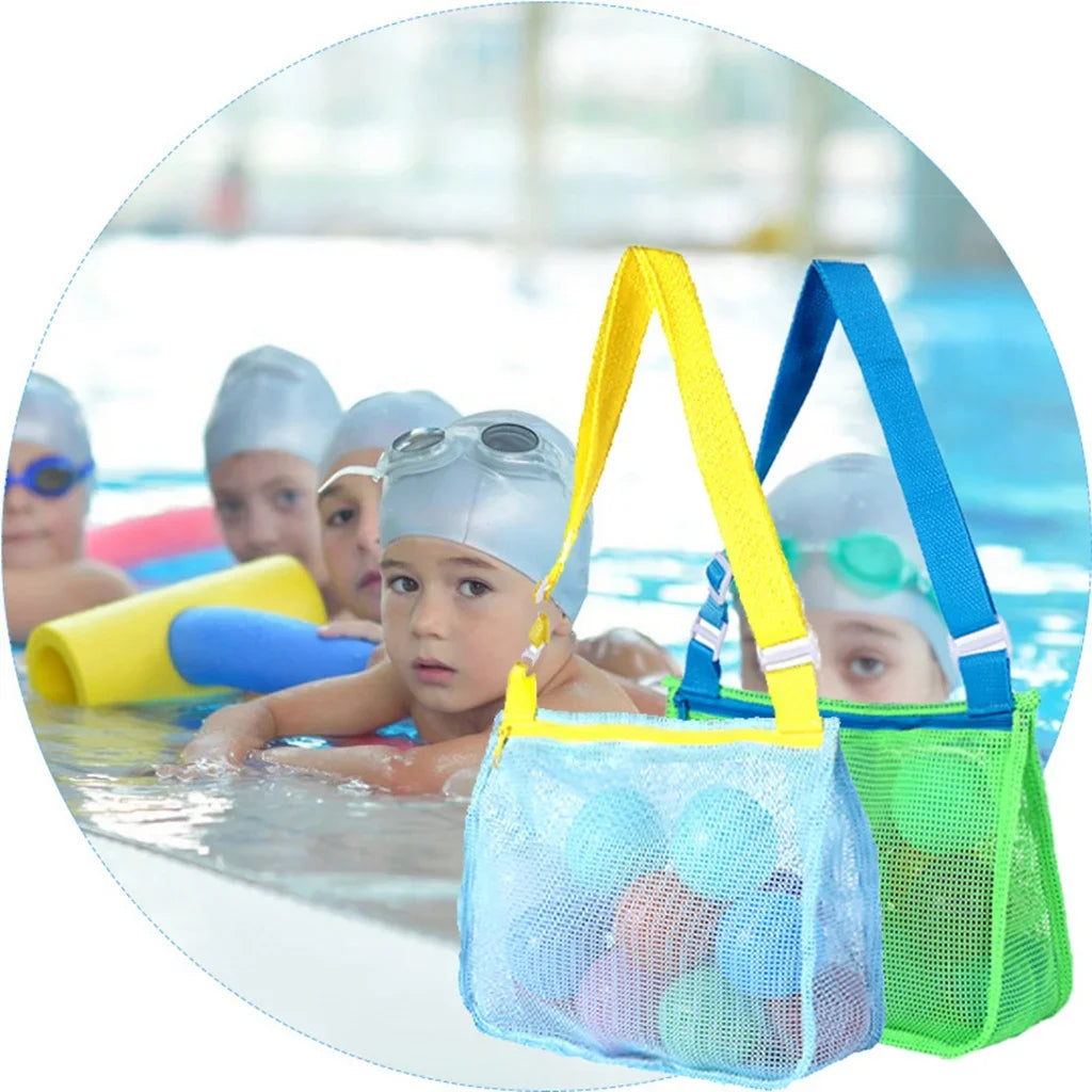 Foldable Beach Mesh Bag Children Sand Away Protable Kids Beach Toys Clothes Bags Storage Organizers Women Cosmetic Makeup Bag