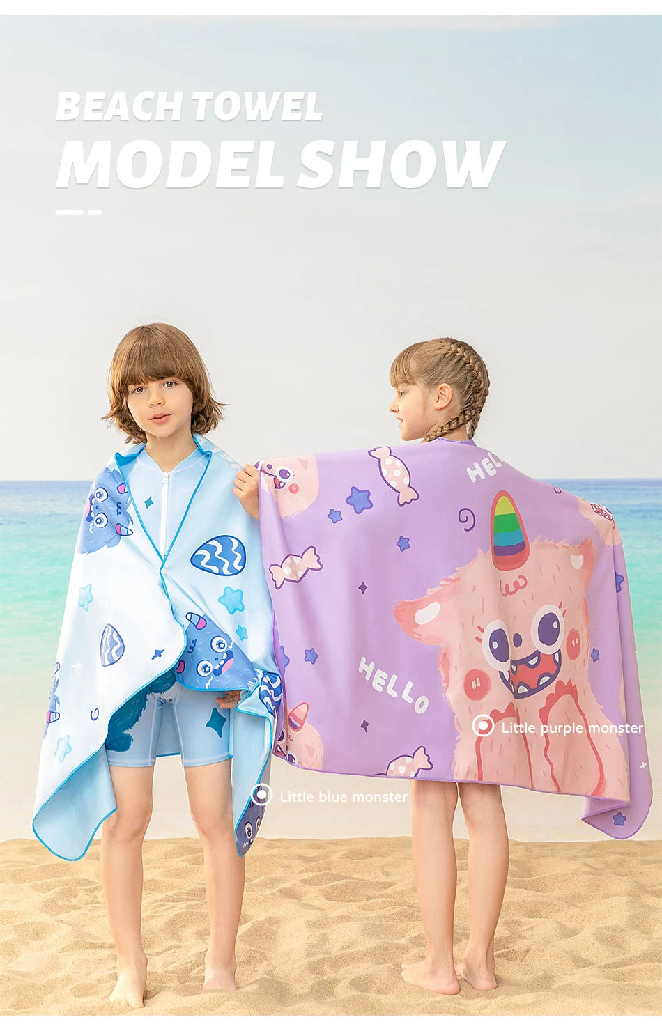 Surf Poncho Changing Towel Quick-Dry Microfiber Beach Blanket Bath Towel Swimming Pool Towel Beach Poncho for Kids Children