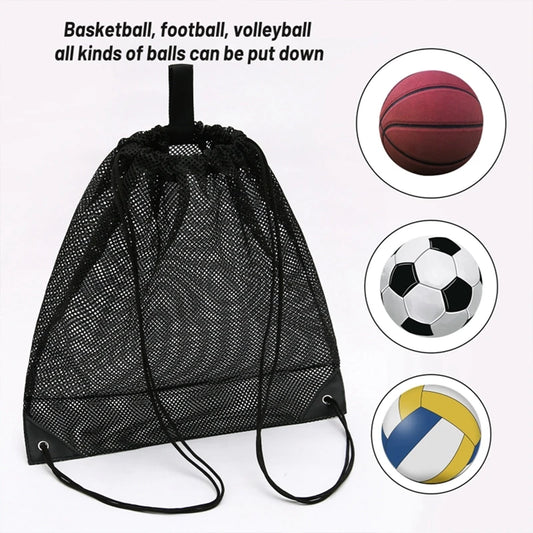 Heavy Duty Mesh Drawstring Backpack Bags Multifunction Ventilated Bag for Soccer ball, Gym Sports Equipment Storage Beach Toys