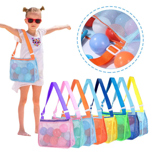 Foldable Beach Mesh Bag Children Sand Away Protable Kids Beach Toys Clothes Bags Storage Organizers Women Cosmetic Makeup Bag
