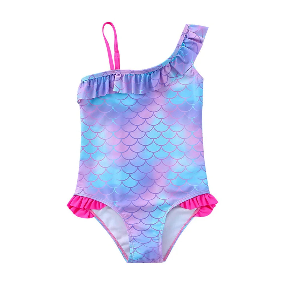 Moana Girls Swimsuit Fashion Mermaid Fish Scale One-Piece Bathing Suits Children's Dresses Summer Swimwear Beach Suit Kids Wear