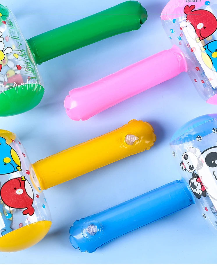 10Pcs Cute 3D Inflatable Hammer with Bell Pool Beach Toys for Kids Birthday Party Favors Baby Shower Gifts Treasure Goodie Bag