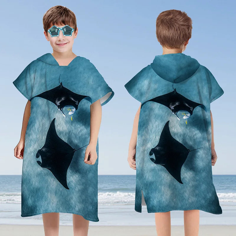 Hooded Kids Beach Towels Toddler Bath Towel Girls Boys Swim Cover-ups Pool Towels Quick Dry Lightweight Soft Microfiber Poncho