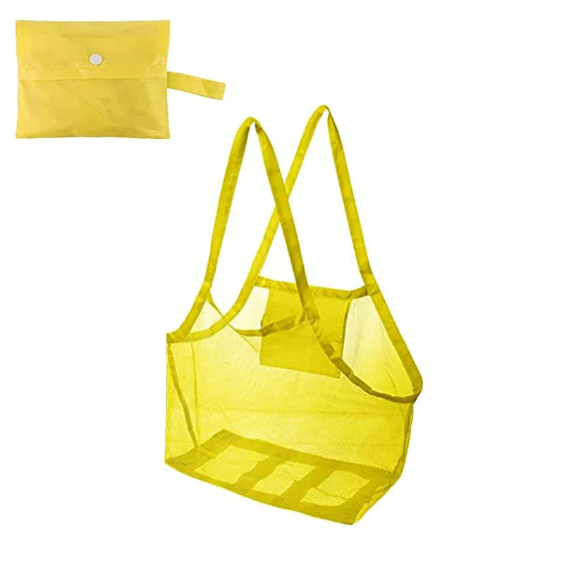 Outdoor Beach Mesh Bag Children Sand Away Foldable Portable Kids Beach Toys Clothes Towel Bag Toy Storage Sundries Organiser Bag