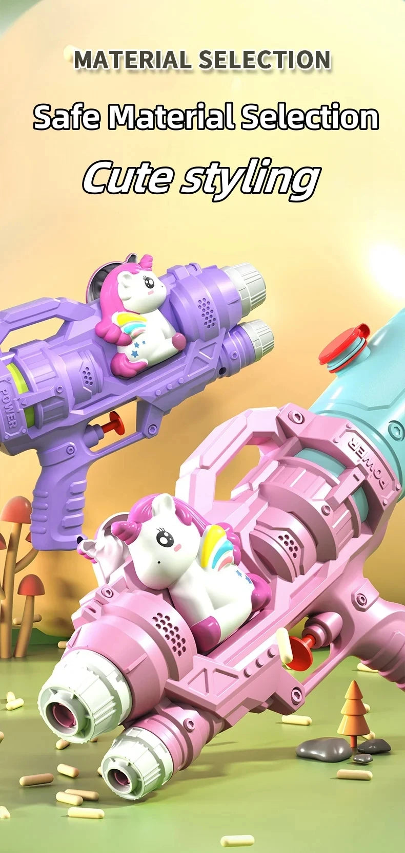 Unicorn,Dinosaurs, ducks, twin sprinklers, water gun toys, water fights, family gatherings, party games, water pools, beach toys