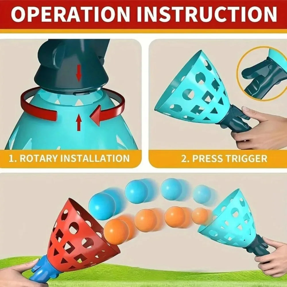 Fun Children's Ball Catching Game Ball Receiving Launcher Basketball Sports Toys Outdoor Indoor Interactive Parties Beach Toys