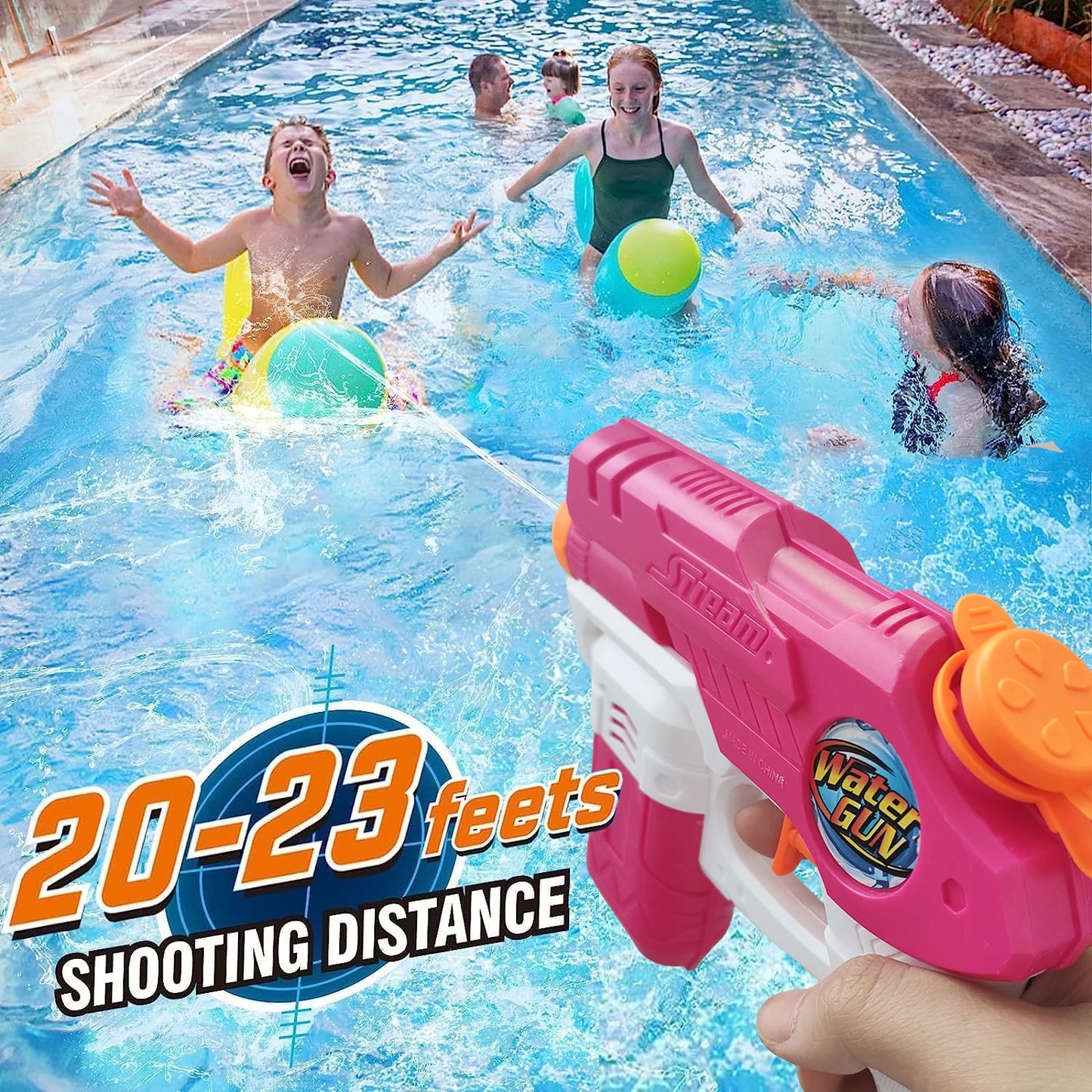 Children Outdoor Beach Toys Kids Summer Beach Water Gun Seaside Natatorium Square Drifting Water Pistol Squirt Toys 300ml