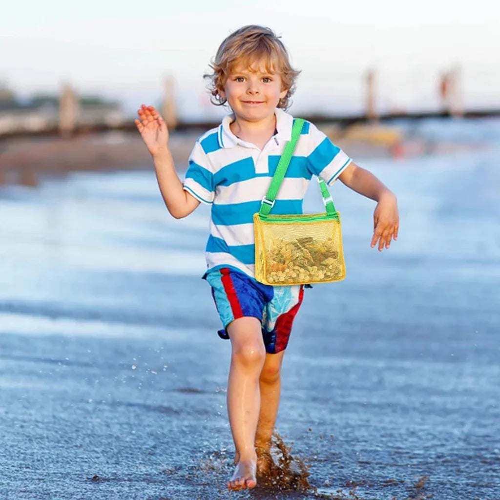 Foldable Beach Mesh Bag Children Sand Away Protable Kids Beach Toys Clothes Bags Storage Organizers Women Cosmetic Makeup Bag