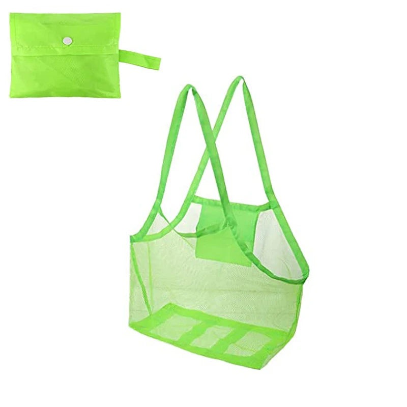 Outdoor Beach Mesh Bag Children Sand Away Foldable Portable Kids Beach Toys Clothes Towel Bag Toy Storage Sundries Organiser Bag